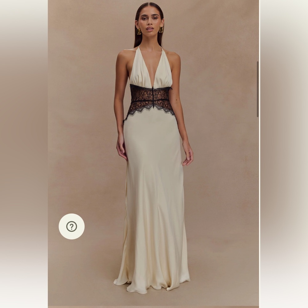 MESHKI Dinah
Lace And Satin Maxi Dress - Black/Ivory